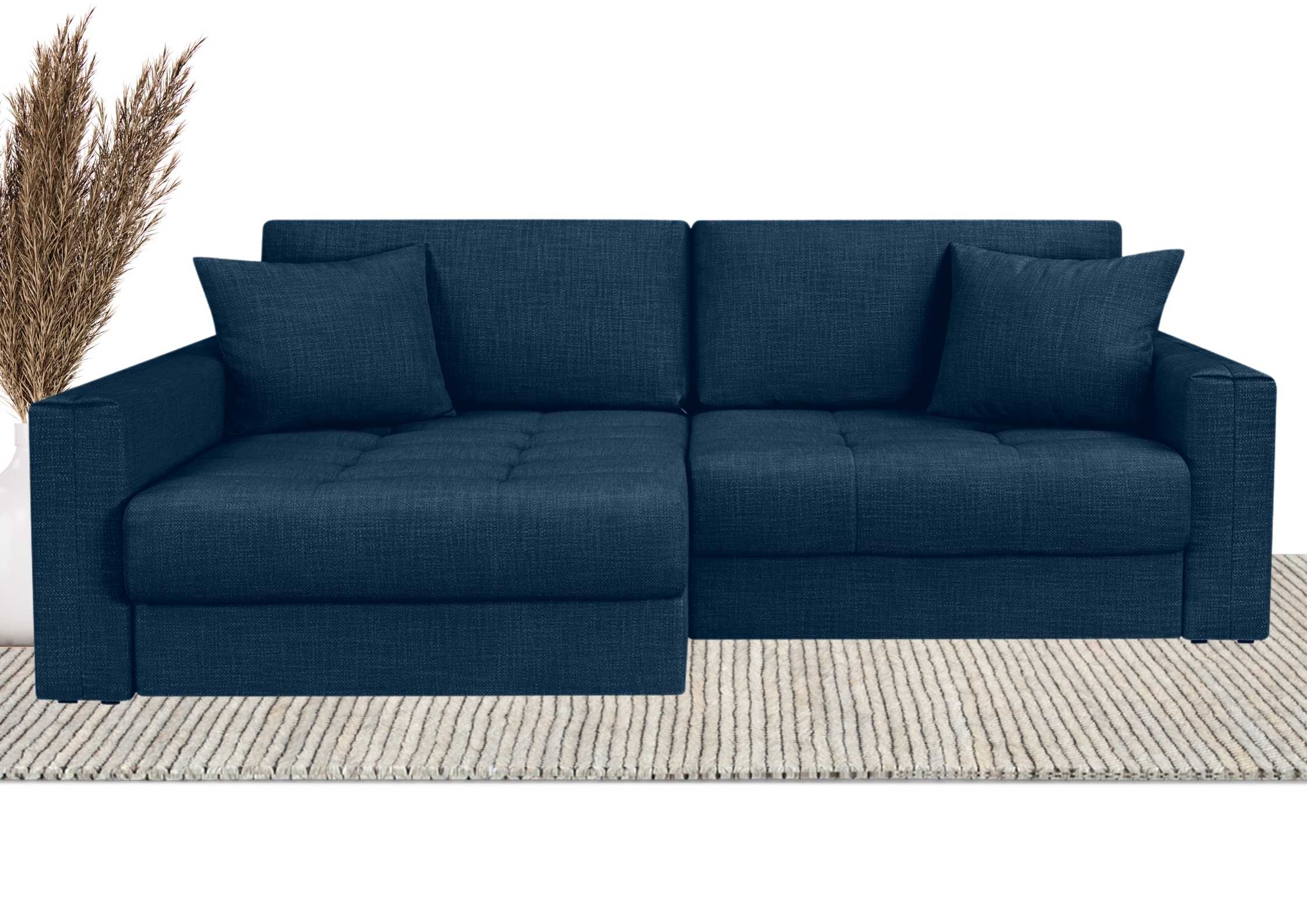 Granatowy narożnik modułowy z pikowanym siedziskiem